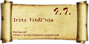 Iritz Titánia névjegykártya